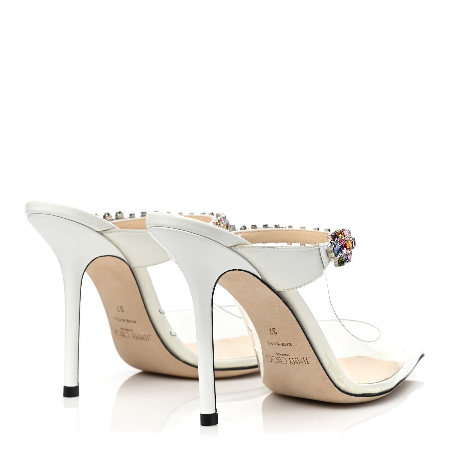 Jimmy Choo Patent Crystal Bing 100 Pumps 37 White Transparent 4 of 10