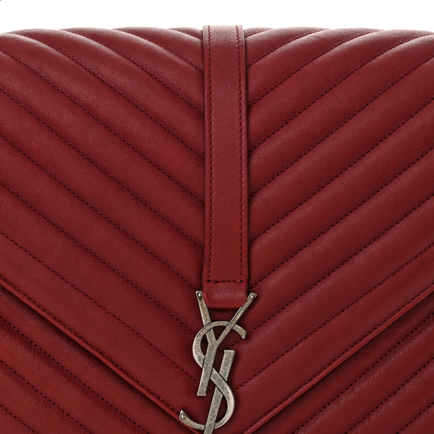 Saint Laurent Sheepskin Matelasse Chevron Large College Monogram Satchel Palissandre 8 of 11