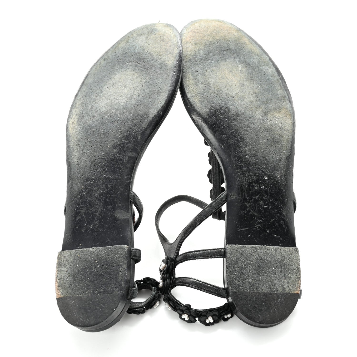 Chanel Lambskin Pearl Camellia Thong Sandals 41.5 Black 6 of 10