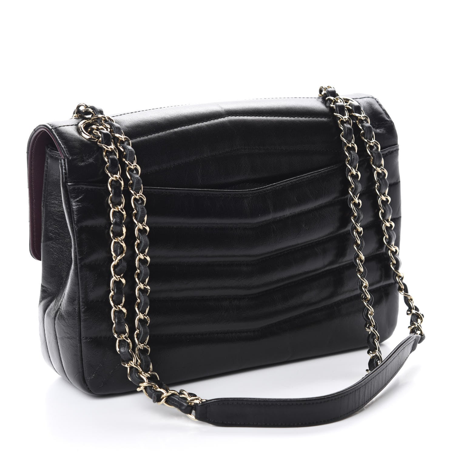 Chanel Shiny Lambskin Chevron Quilted Miroir Black 3 of 12