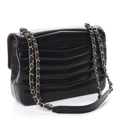 Chanel Shiny Lambskin Chevron Quilted Miroir Black 3 of 12