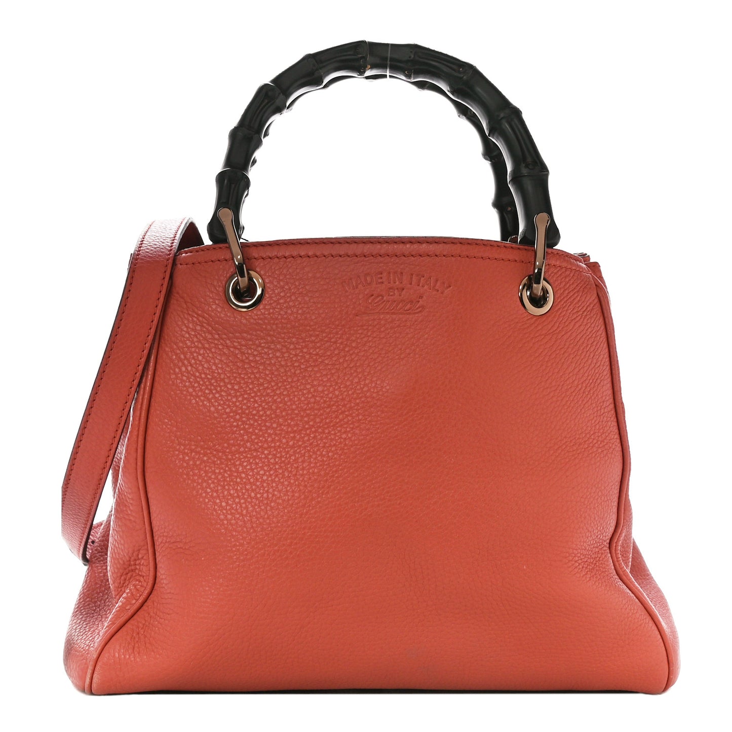 Calfskin Small Bamboo Shopper Tote Light Red