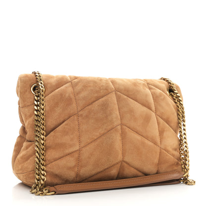 Saint Laurent Suede Calfskin Quilted Small Loulou Puffer Monogram Chain Satchel Cinnamon 3 of 10