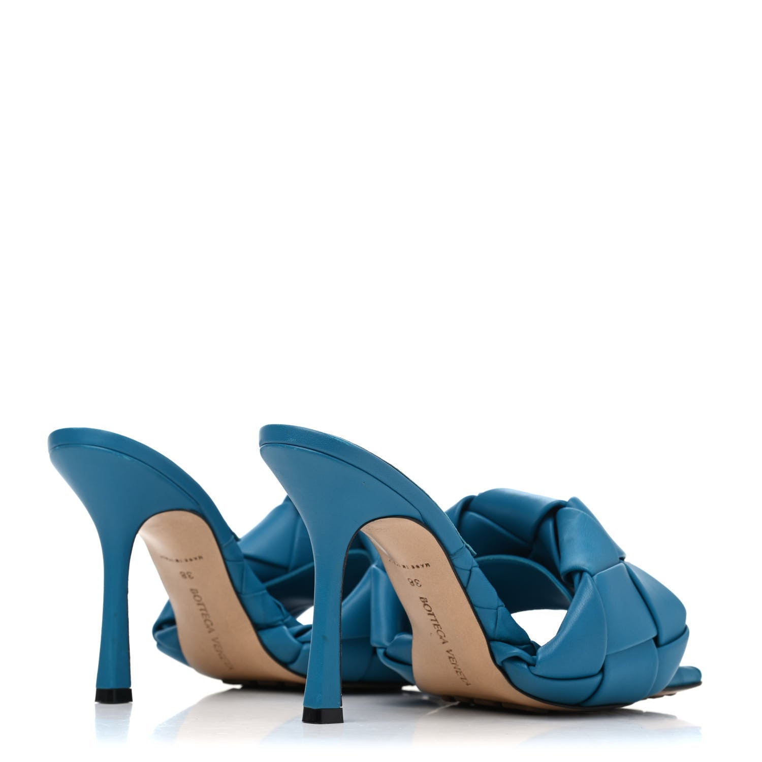 Bottega Veneta Nappa Maxi Intrecciato Lido 90mm Mule Sandals 38 Vintage Blue 3 of 4