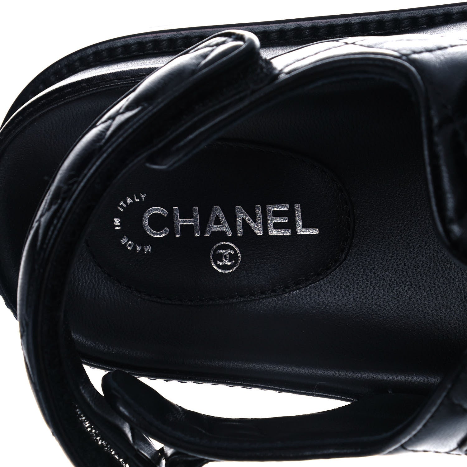 Chanel Lambskin Quilted Velcro Dad Sandals 38.5 Black 8 of 9