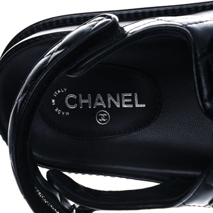 Chanel Lambskin Quilted Velcro Dad Sandals 38.5 Black 8 of 9