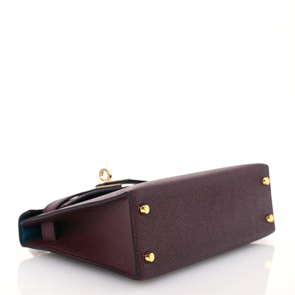 Hermes Epsom Horseshoe Mini Kelly Sellier 20 Bordeaux Vert Bosphore 4 of 11