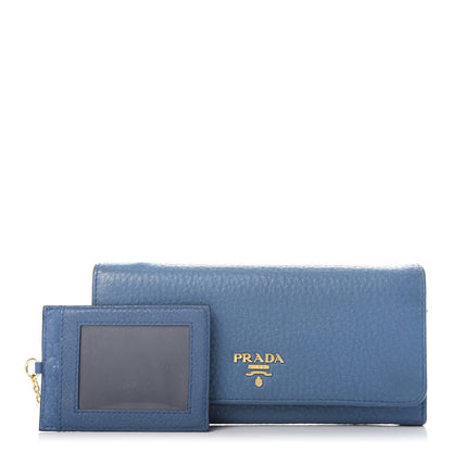 Prada Vitello Phenix Continental Flap Wallet Cobalto 1 of 9