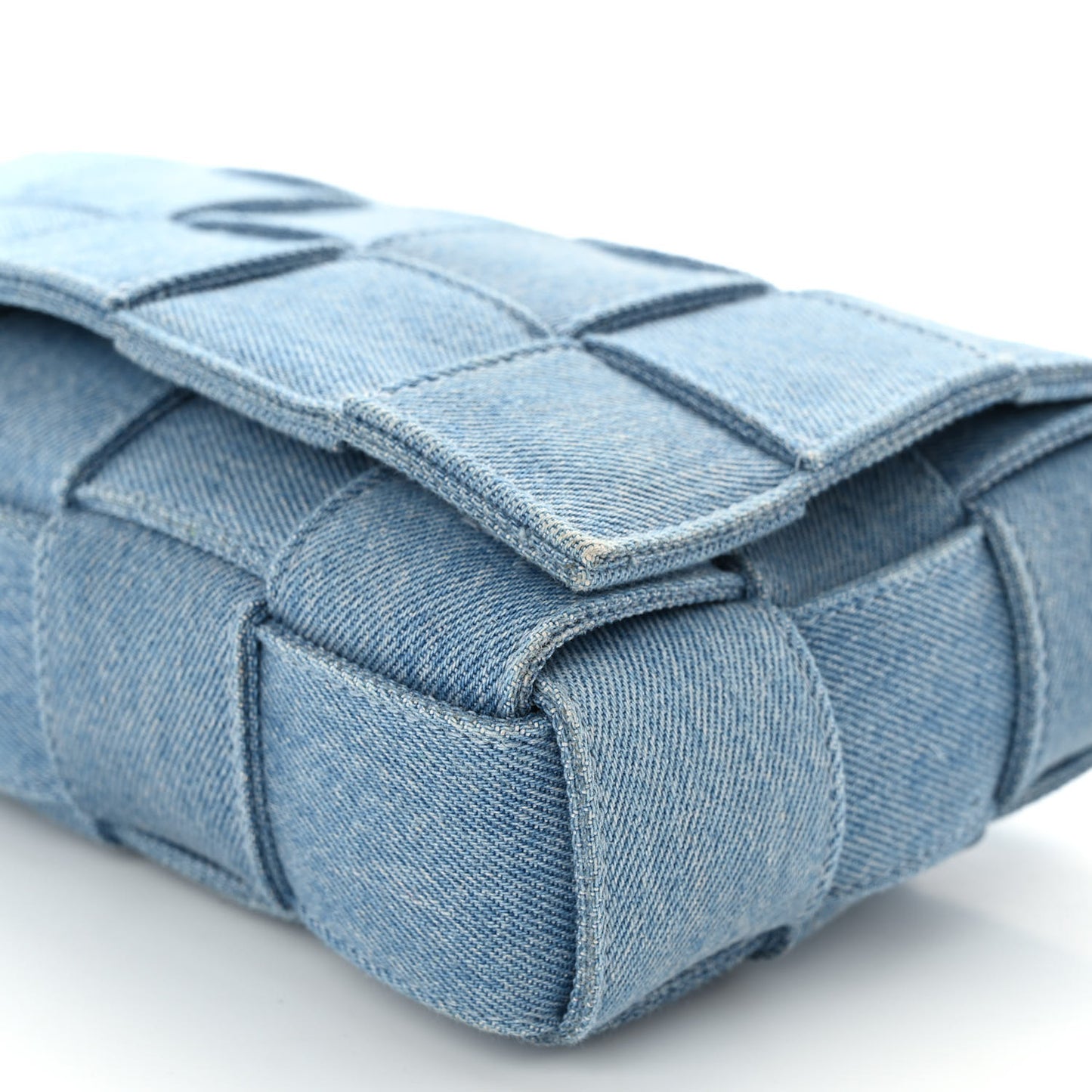 Denim Maxi Intrecciato Cassette Crossbody Bag Washed Indigo