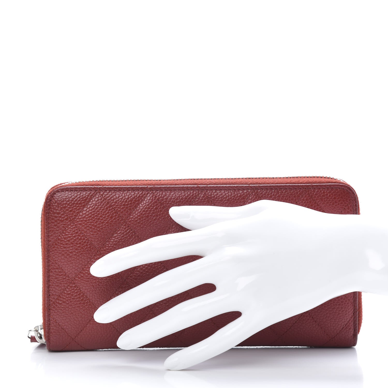 Chanel Caviar Quilted Large Gusset Zip Around Wallet Red 2 of 9