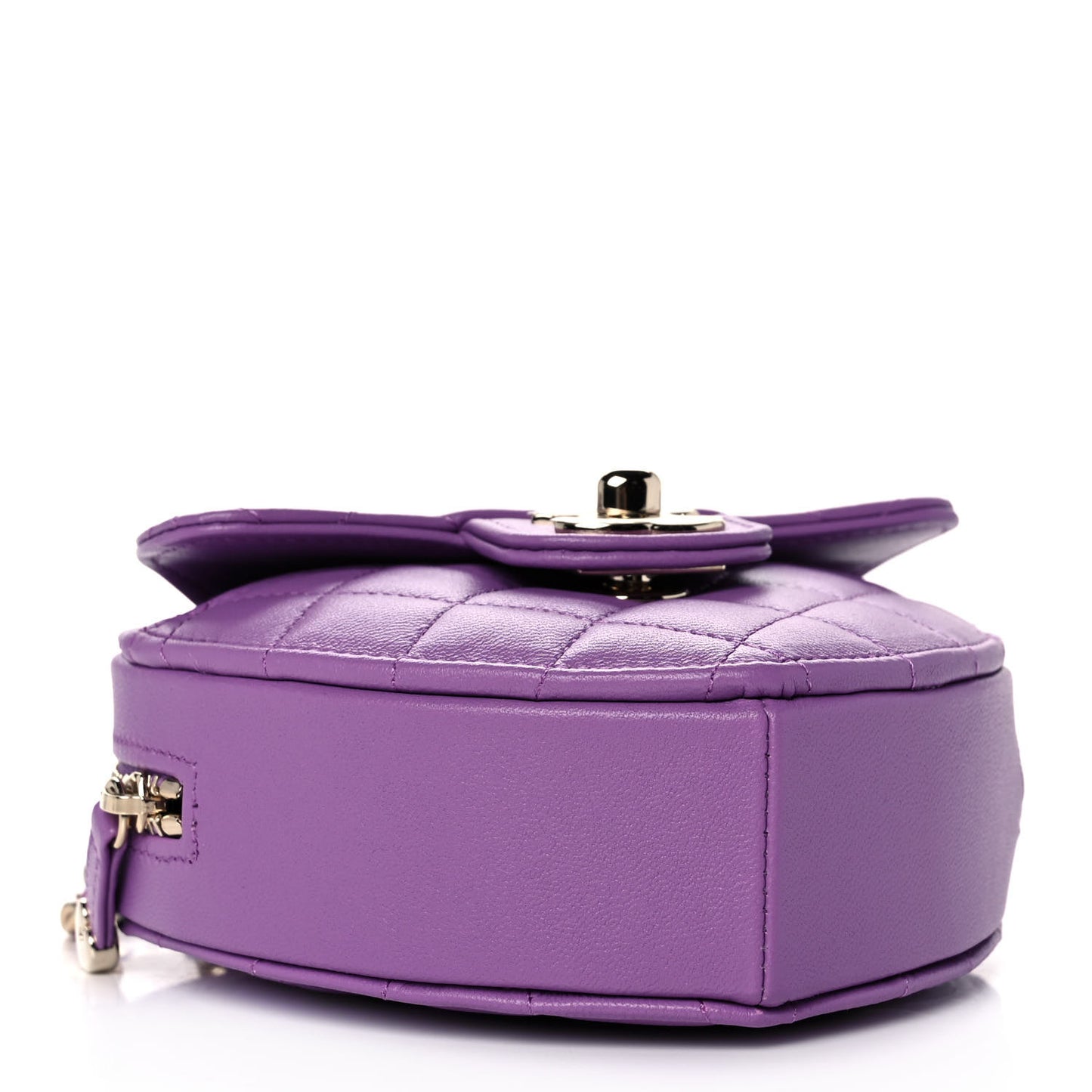 Lambskin Quilted CC In Love Heart Clutch With Chain Purple