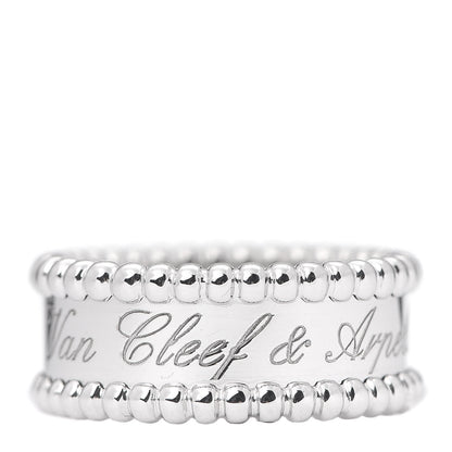 Van Cleef & Arpels 18K White Gold Perlee Signature Ring 50 5.25 1 of 6