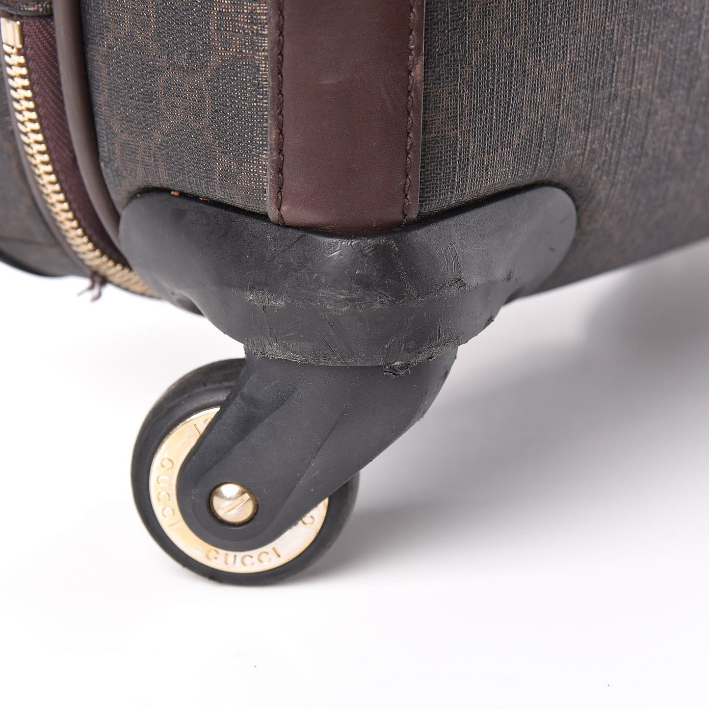 GG Supreme Monogram Four Wheel Carry On Suitcase Dark Brown