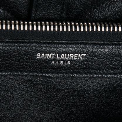 Saint Laurent Sheepskin Matelasse Chevron Monogram Large College Satchel Black 6 of 8