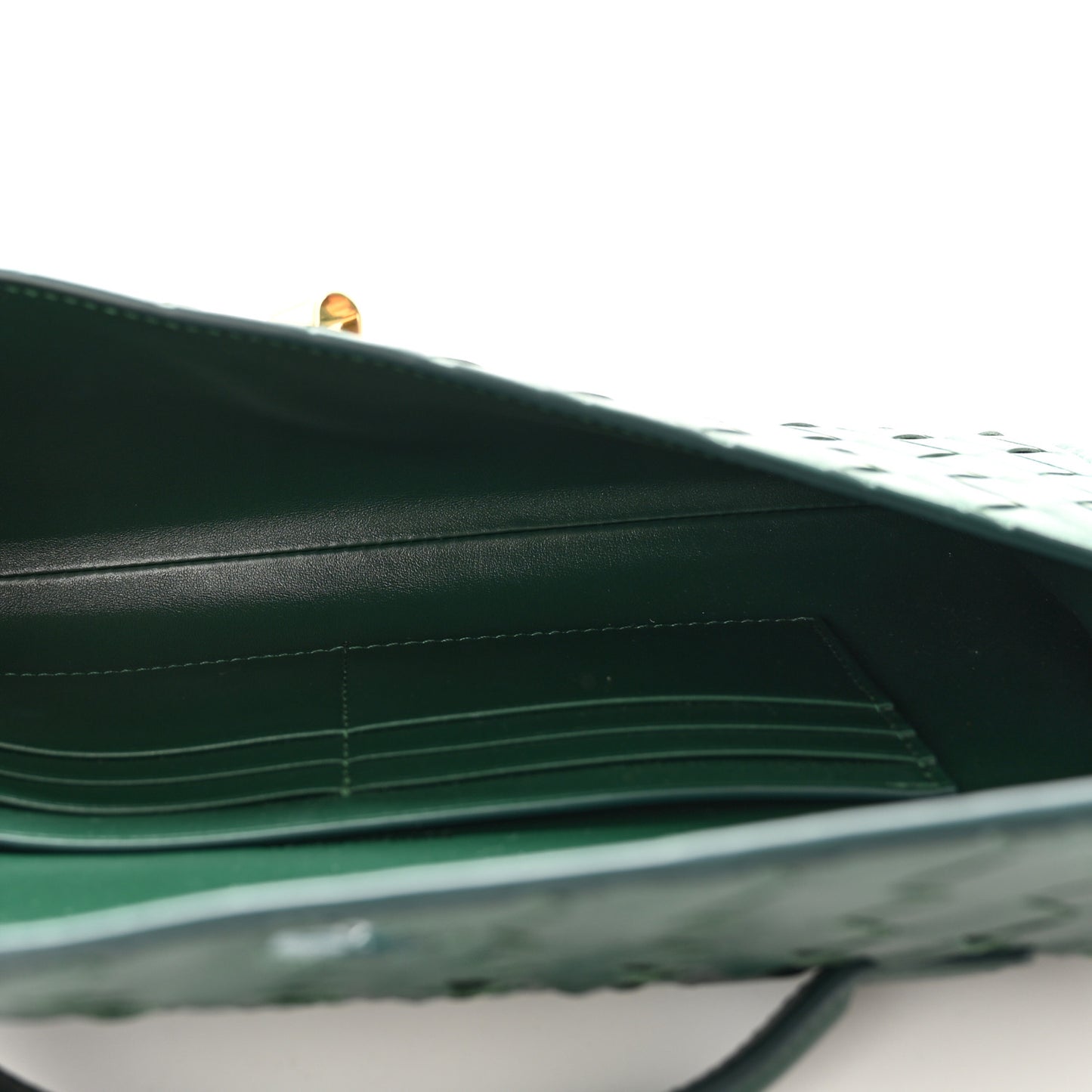 Nappa Intrecciato Long Andiamo Top Handle Clutch Emerald Green