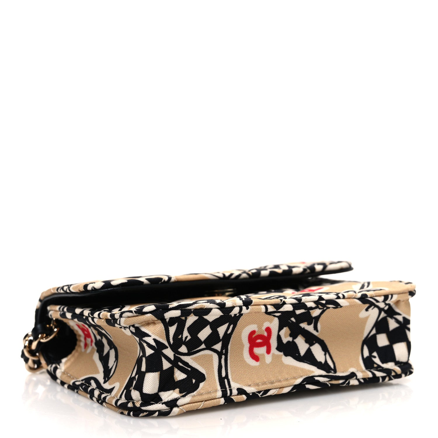 Chanel Canvas Check Flag Printed CC Clutch With Chain Beige Multicolor 4 of 12