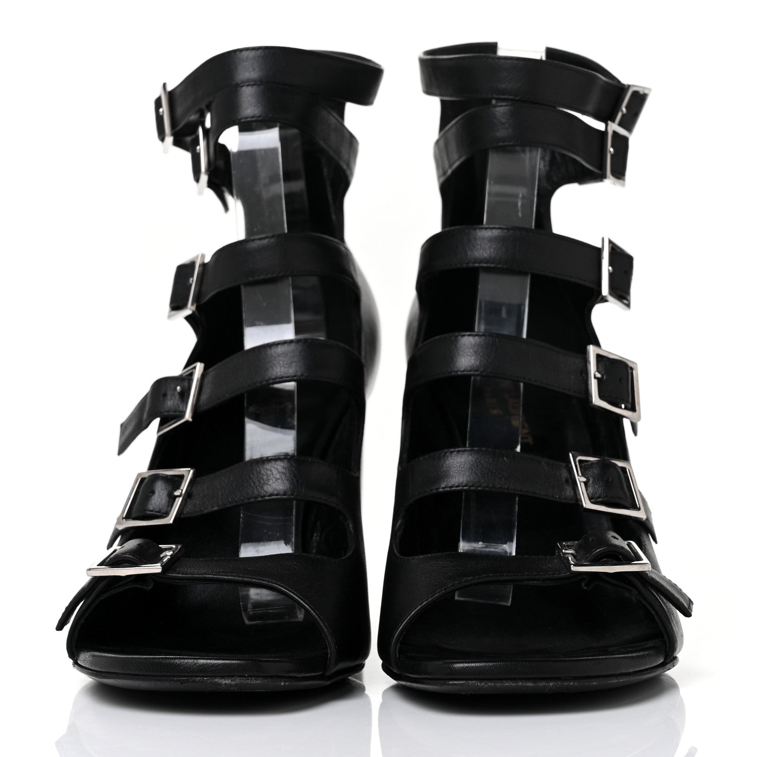 Saint Laurent Calfskin Babies 90 Multi Strap Sandal 39.5 Black 2 of 9