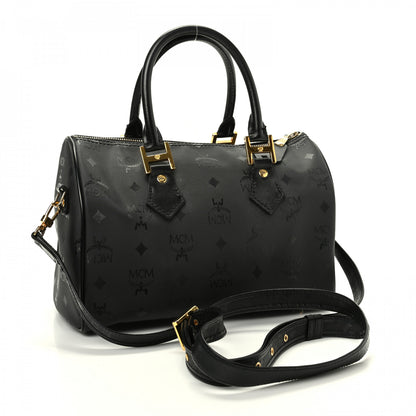 MCM Nylon Monogram Boston Bag Black 3 of 9