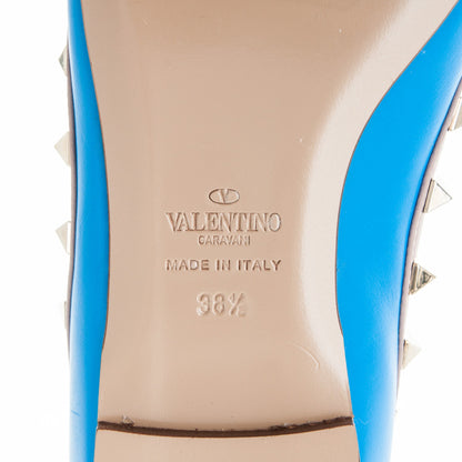 Valentino Garavani Calfskin Nappa Rockstud Ballerina Flats 38.5 Blue Fluo Poudre 6 of 8