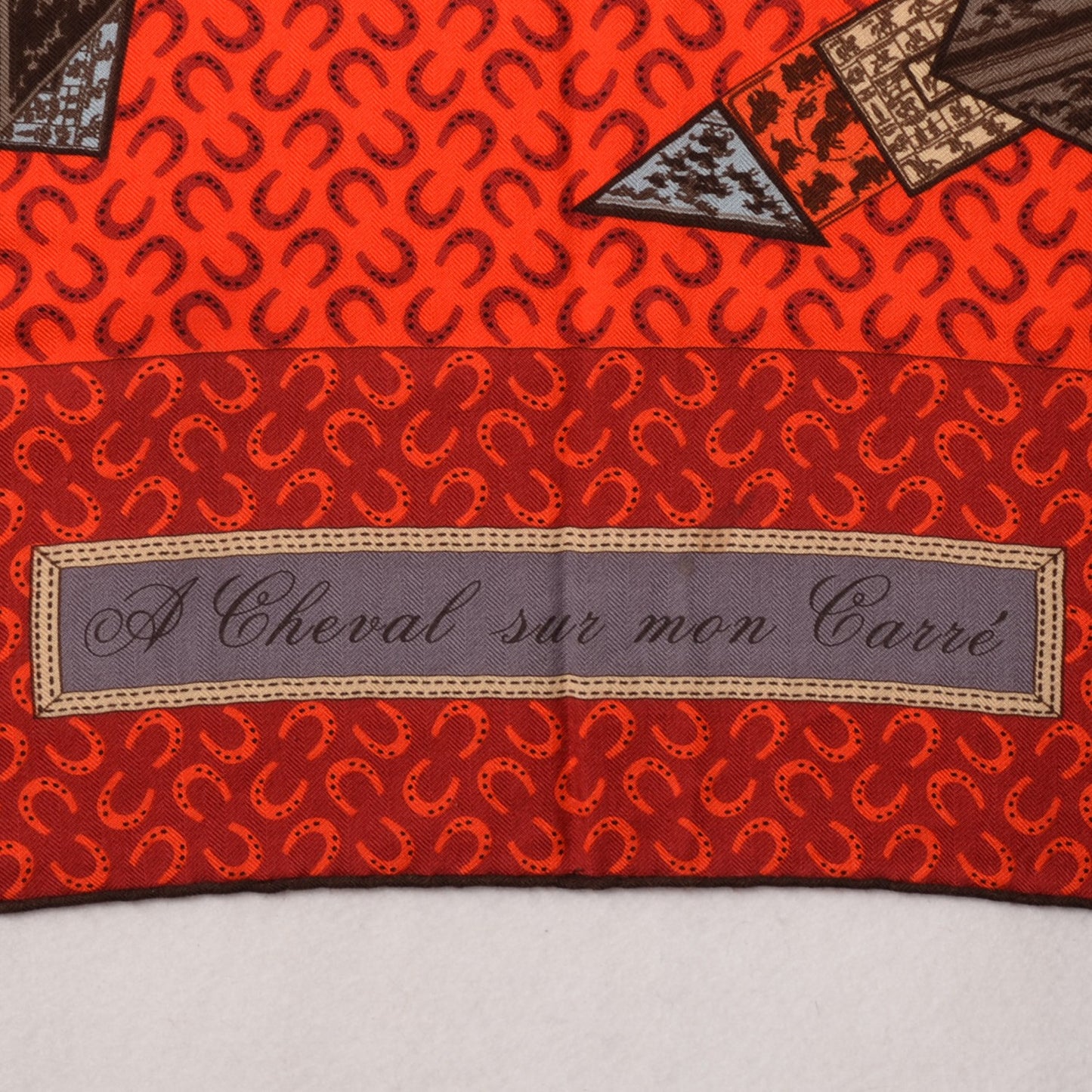 Cashmere Silk A Cheval Sur Mon Carre Shawl 140 Orange