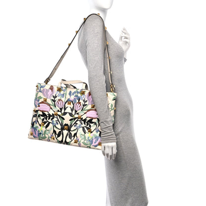 Valentino Garavani Grained Calfskin Embroidered Large Roman Stud Tote Multicolor 2 of 13