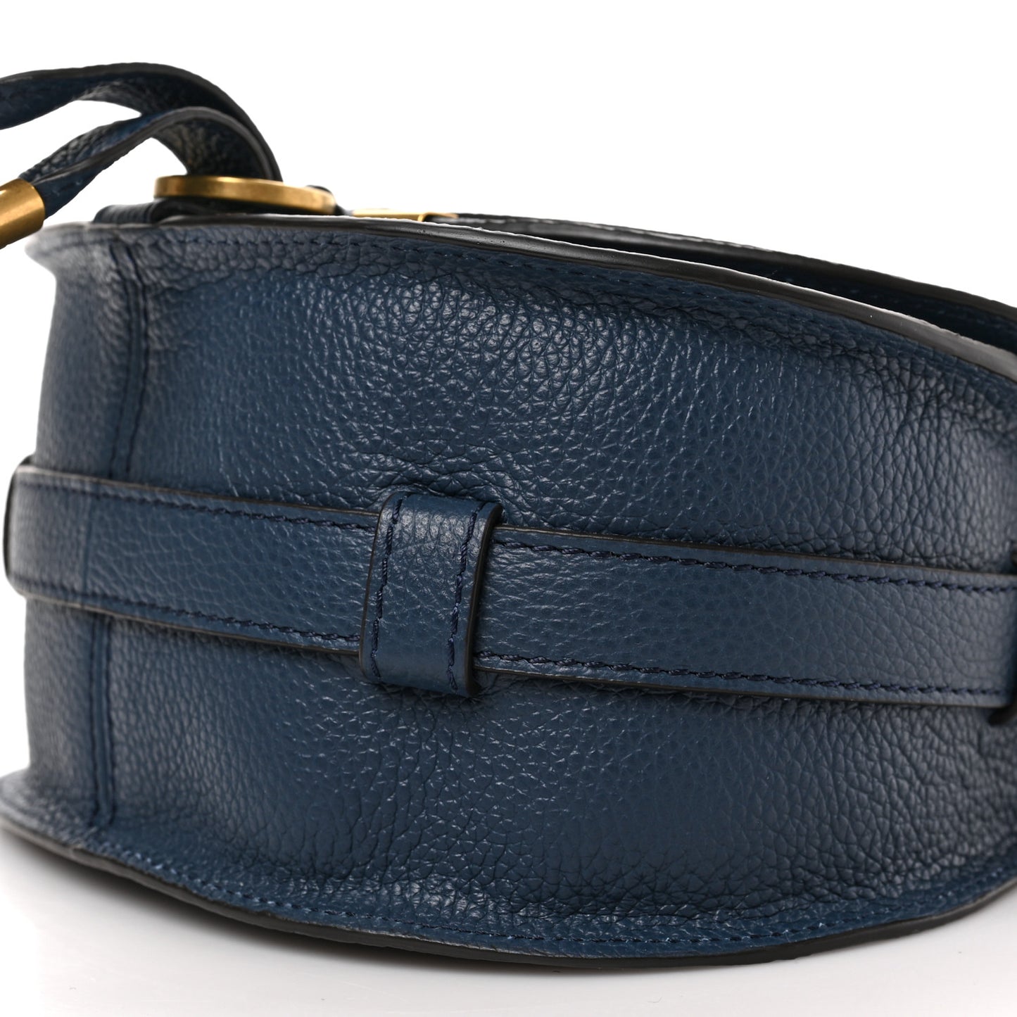 Grained Calfskin Small Marcie Saddle Bag Navy