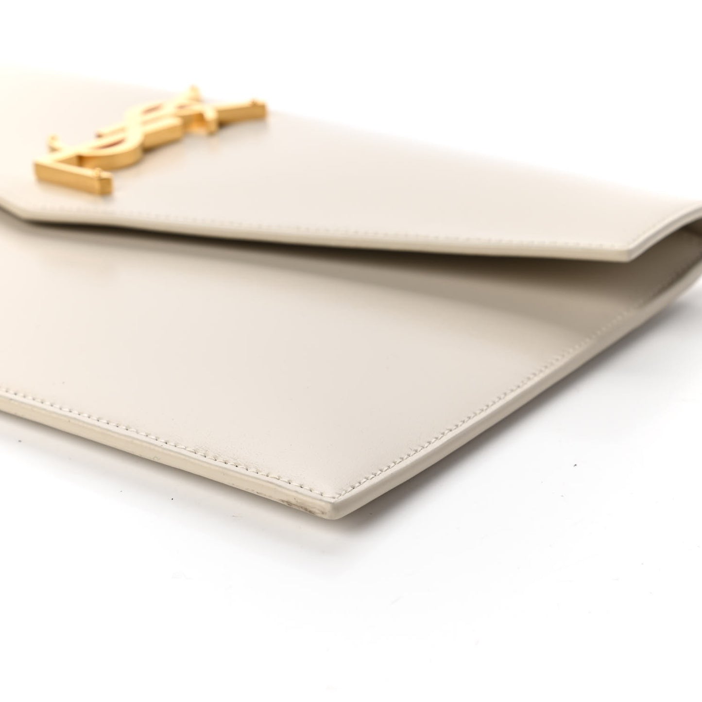 Smooth Shiny Calfskin Uptown Pouch Crema Soft