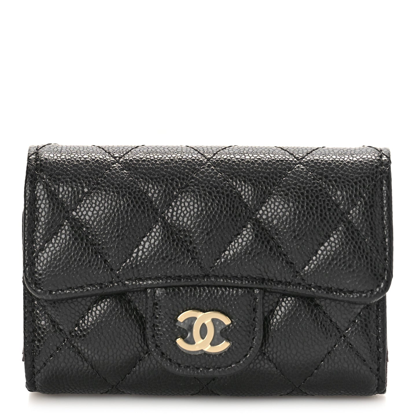 Caviar Quilted Classic 4 Key Holder Wallet Black