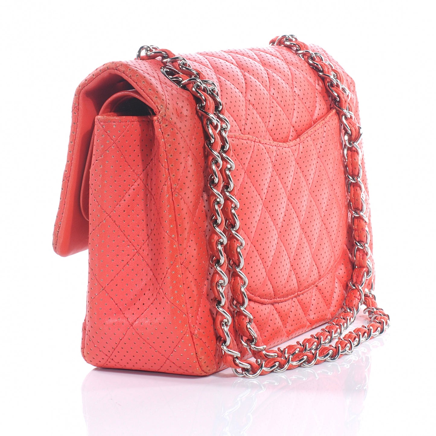 Lambskin Perforated Double Flap Medium Red