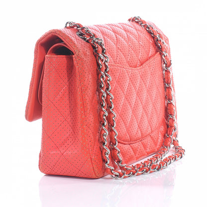 Chanel Lambskin Perforated Double Flap Medium Red 7 of 9