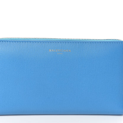 Balenciaga Striped Calfskin Essential Continental Zip Around Wallet Blue 6 of 6