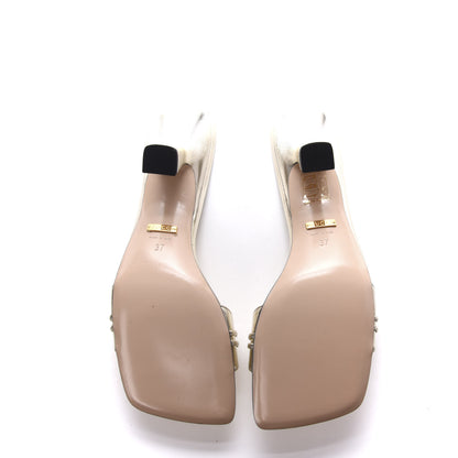 Gucci Metallic Nappa Dora Tiger Head Mid Heel Slide Sandals 37 Platino 7 of 9