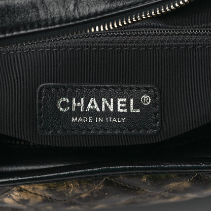 Chanel Metallic Crumpled Goatskin Quilted Medium Gabrielle Hobo Black Gold 6 of 9