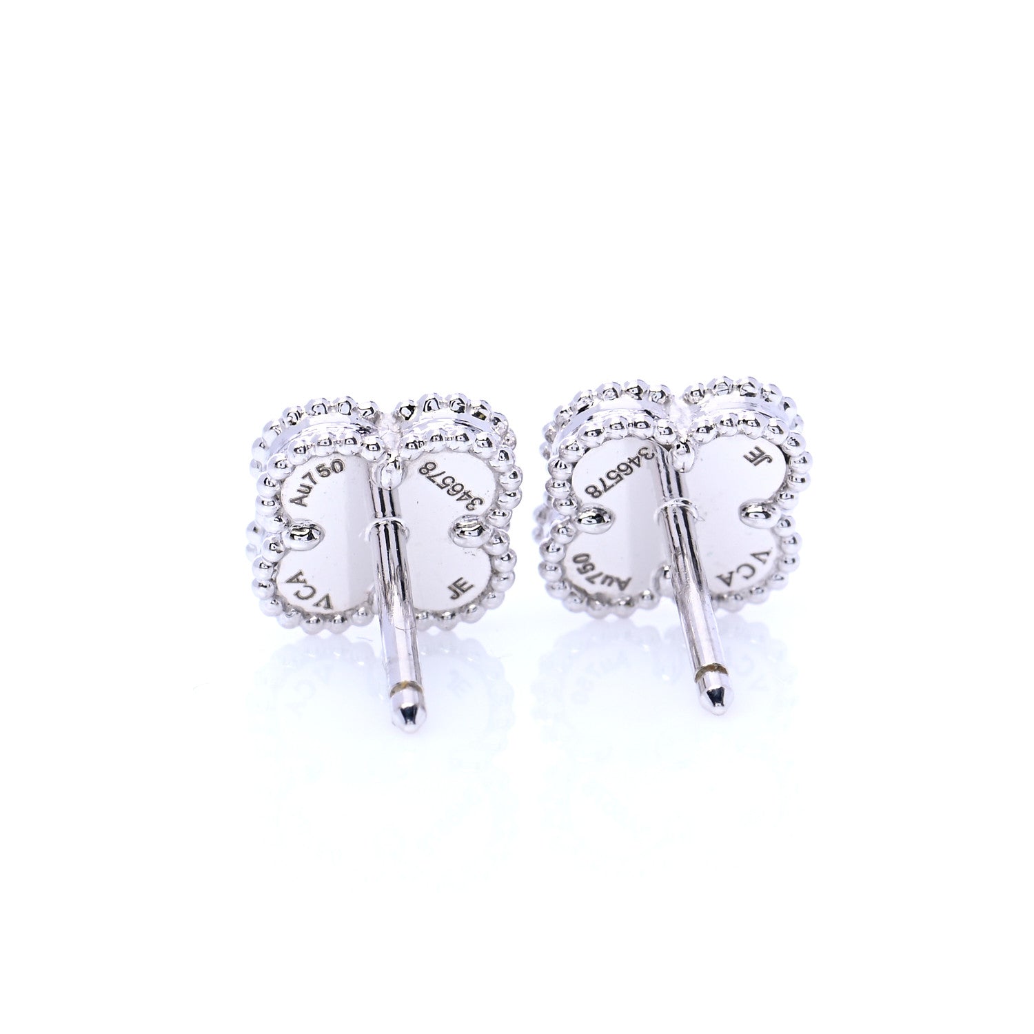 Van Cleef & Arpels 18K White Gold Turquoise Sweet Alhambra Earrings 4 of 6