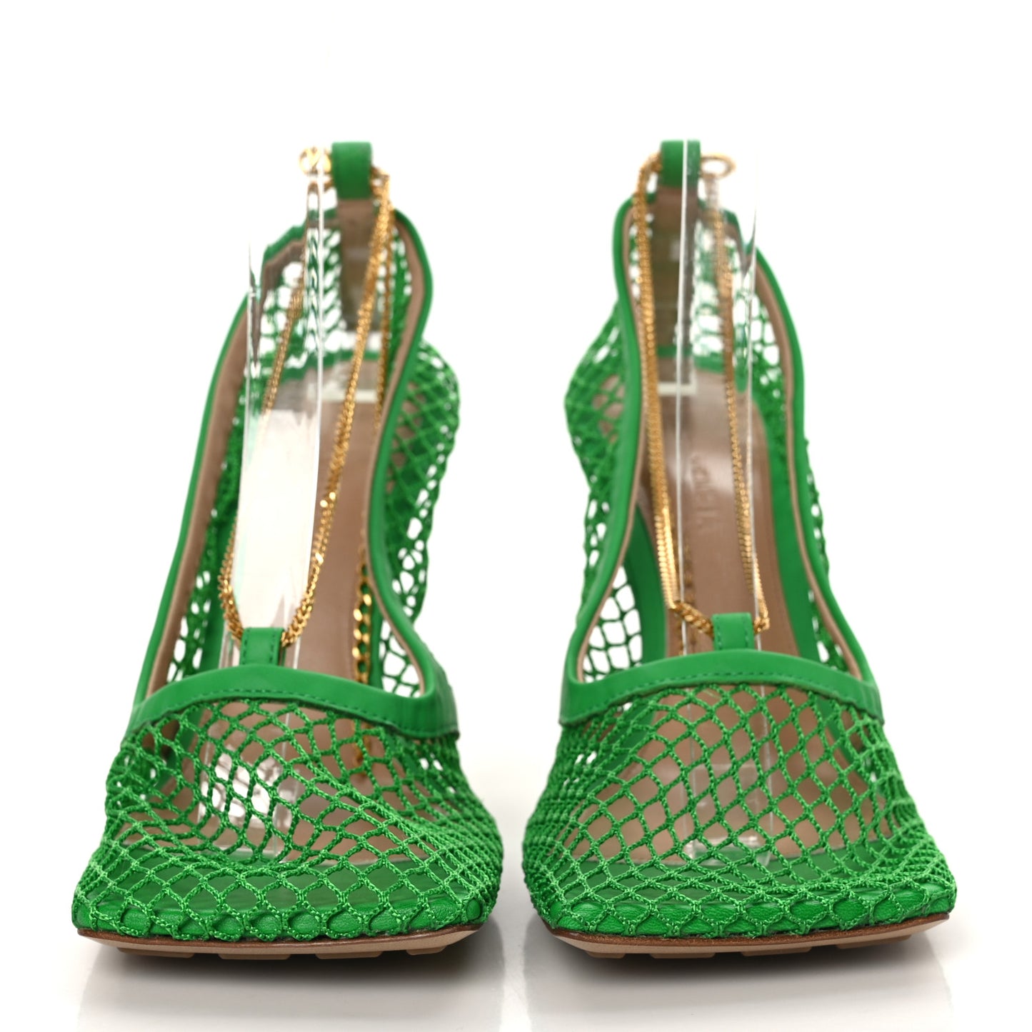 Mesh Calfskin Stretch Chain Strap 90mm Pumps 38 Parakeet