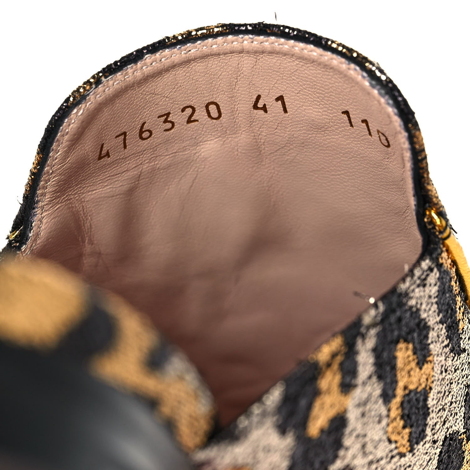 Gucci Lurex Jacquard Leopard Embroidered Womens Princetown Slippers 41 Black Gold 8 of 9