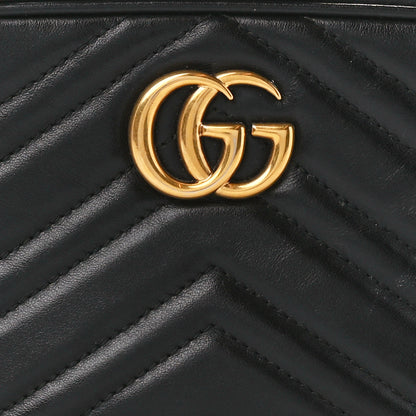 Gucci Calfskin Matelasse Mini GG Marmont Chain Shoulder Bag Black 9 of 11