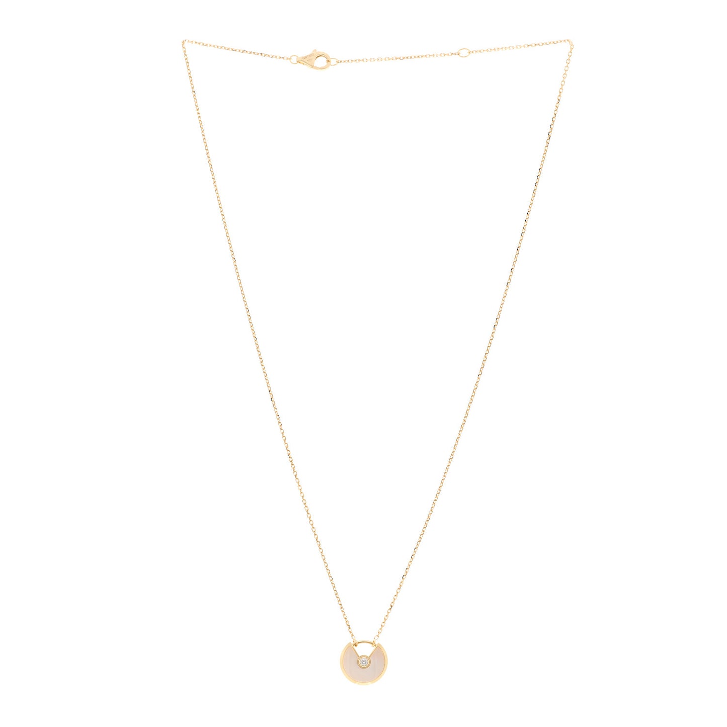 18K Yellow Gold Diamond Mother of Pearl XS Amulette de Cartier Pendant Necklace