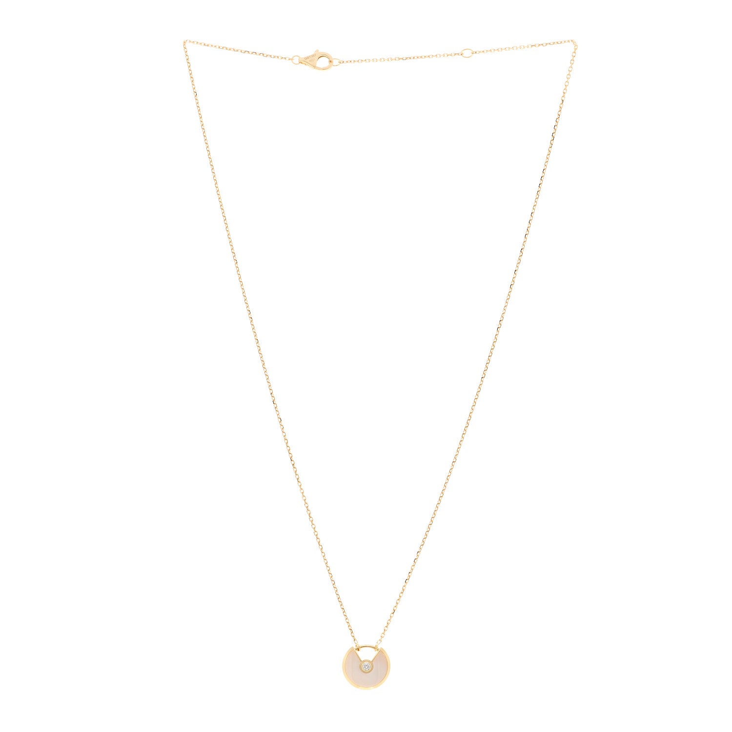 Cartier 18K Yellow Gold Diamond Mother of Pearl XS Amulette de Cartier Pendant Necklace 3 of 4