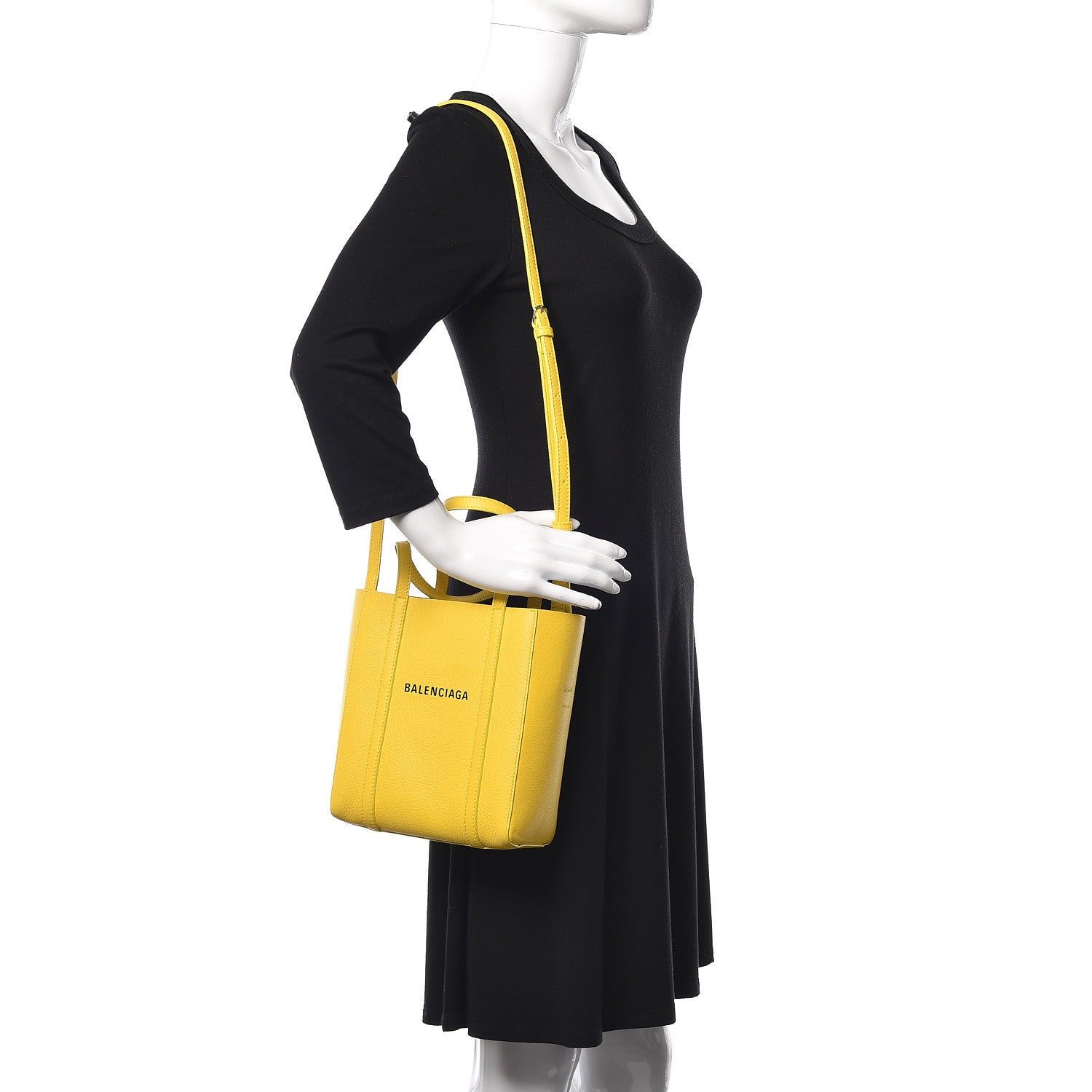 Balenciaga Smooth Calfskin Logo XXS Everyday Tote Jaune Soleil Black 2 of 8