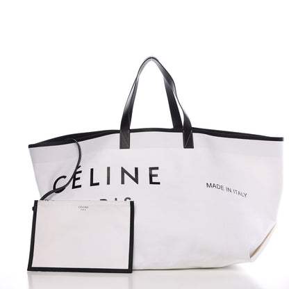 Celine Textile Large Made In Tote White Black 4 of 11