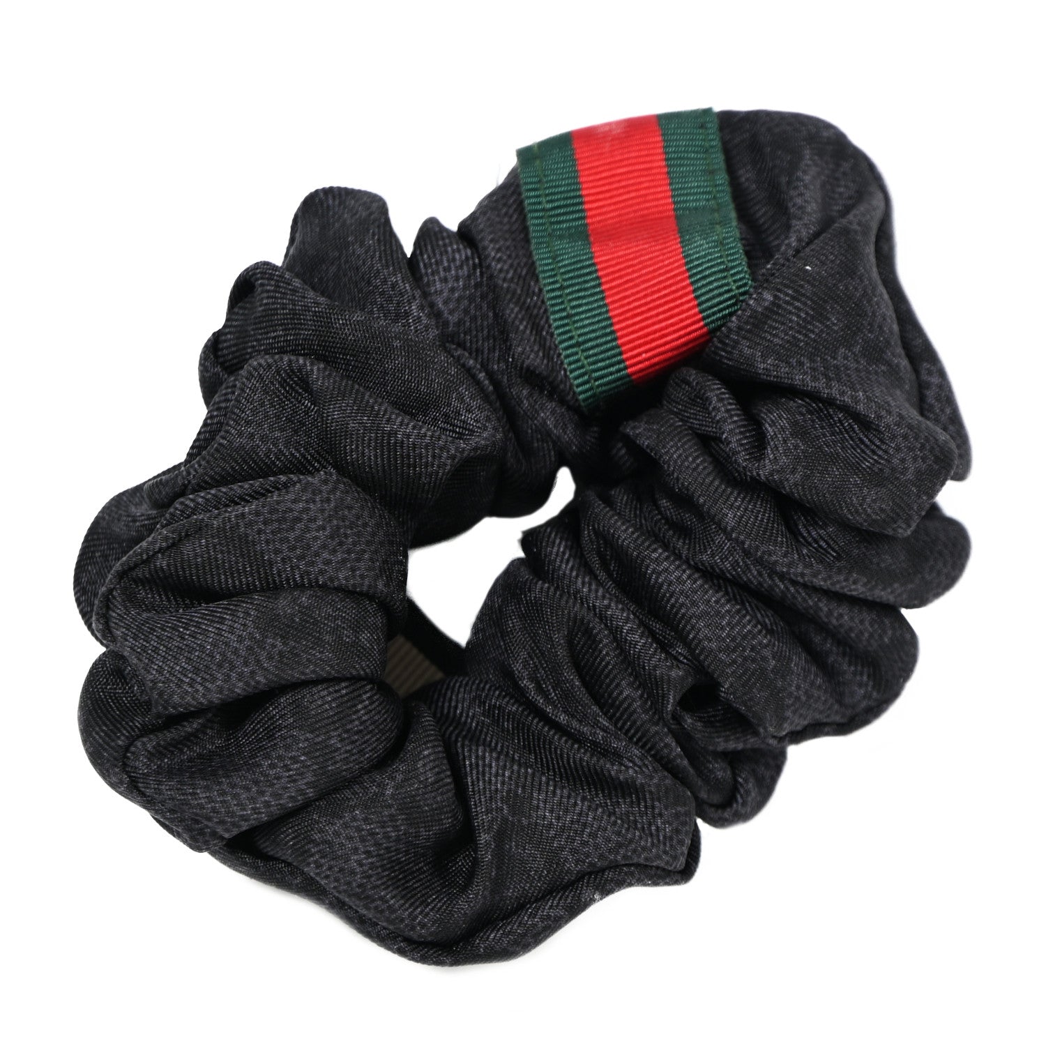Gucci Silk Monogram Web Scrunchie Hair Tie Black 1 of 3