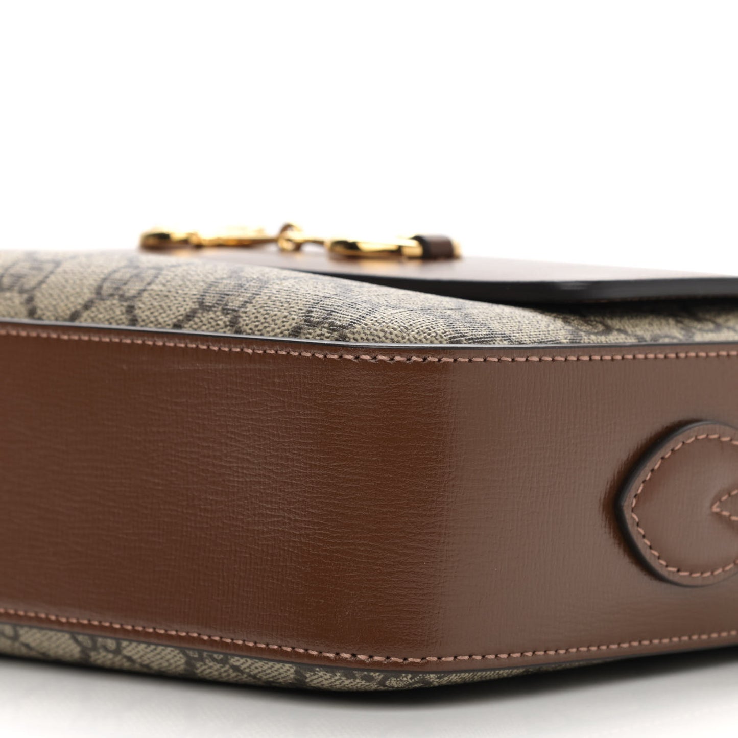 GG Supreme Monogram Small Horsebit 1955 Shoulder Bag Beige Brown Sugar