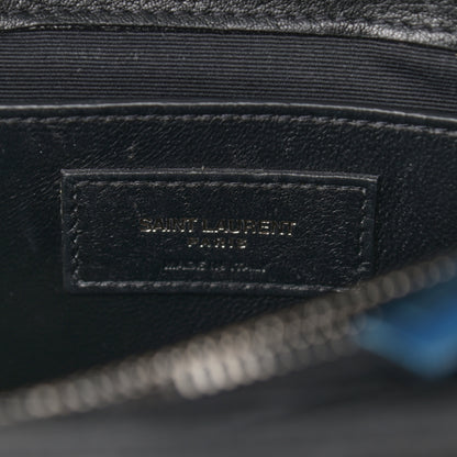 Saint Laurent Sheepskin Matelasse Chevron Monogram Medium College Bag Black 6 of 11