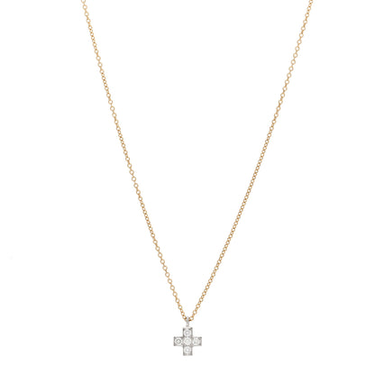 Tiffany 18K Yellow Gold Platinum Diamond Cruciform Cross Pendant Necklace 1 of 4