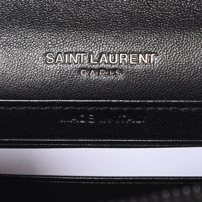 Saint Laurent Snakeskin Two Tone Monogram Toy Kate Strap Wallet Black Fuchsia 6 of 7
