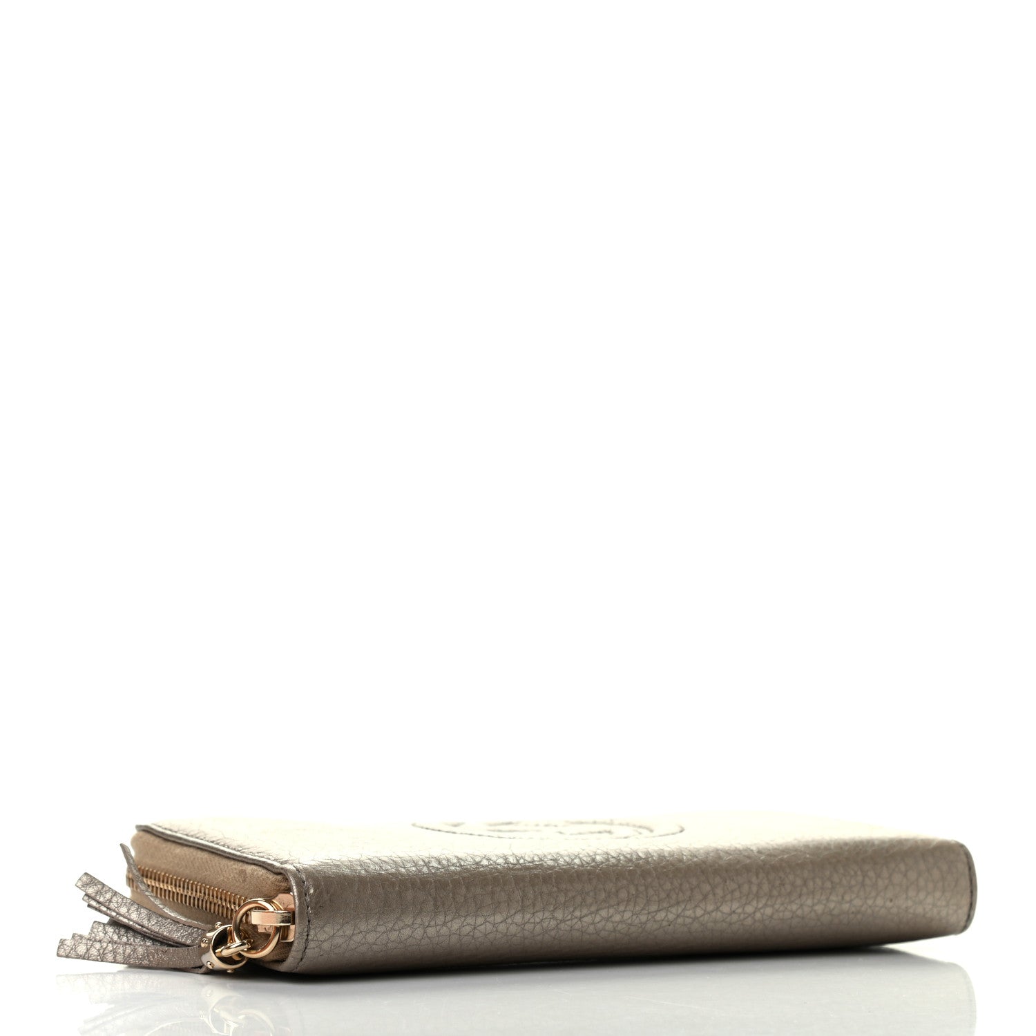 Gucci Metallic Pebbled Calfskin Soho Zip Around Wallet Golden Beige 4 of 7