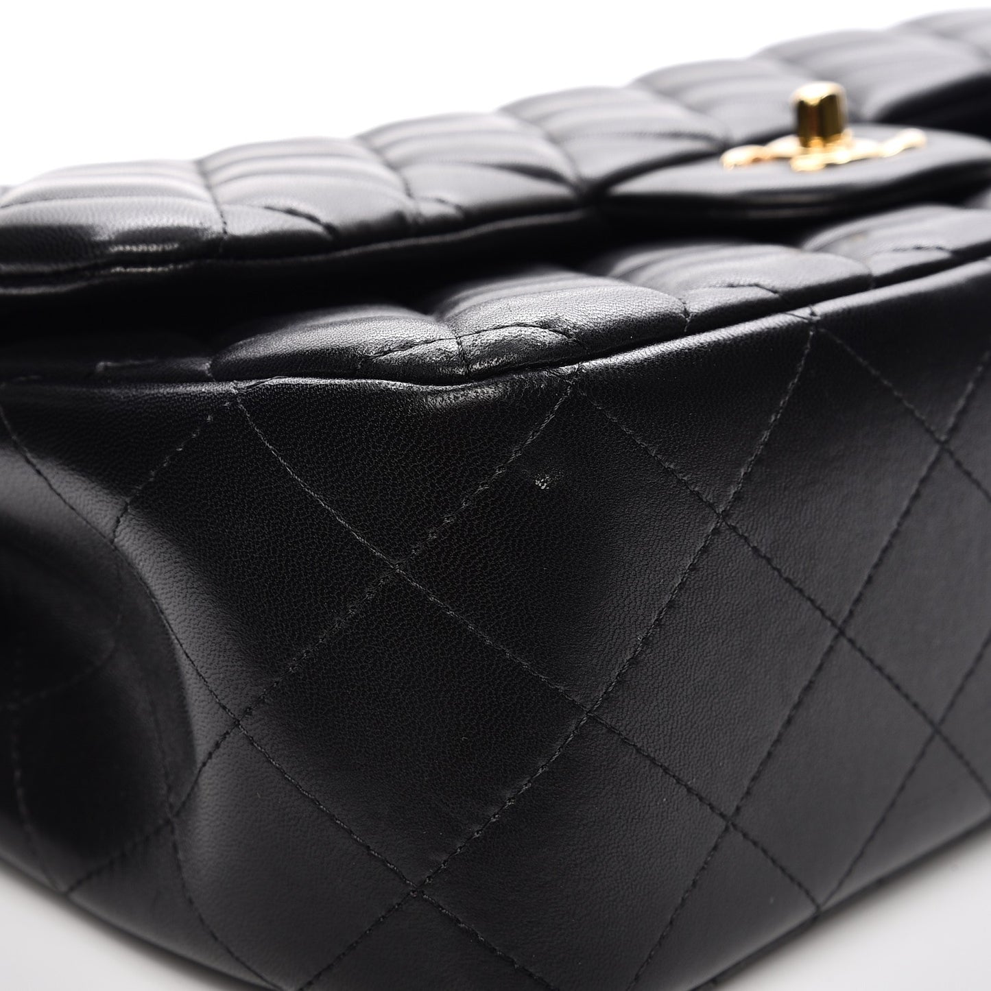 Lambskin Quilted Jumbo Double Flap Black