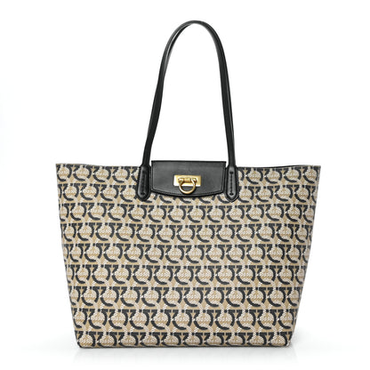 Salvatore Ferragamo Canvas Calfskin Gancini Bag Black 1 of 21