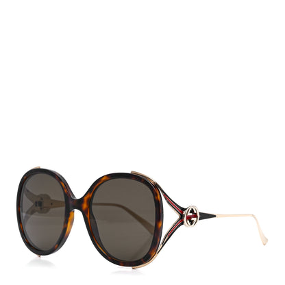 Gucci Acetate Round Frame Injected GG0226SK Sunglasses Tortoise 1 of 8